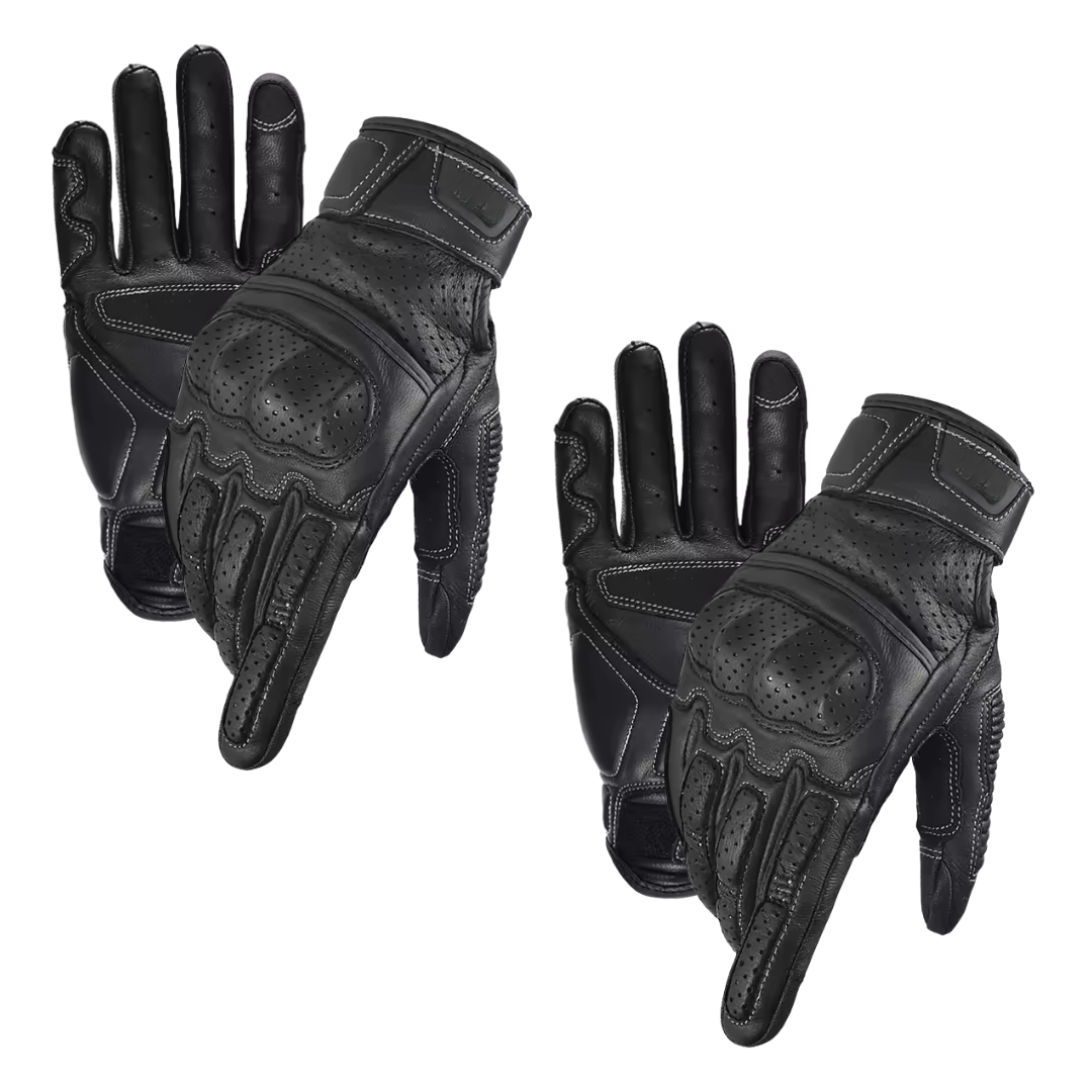 2PCs Spino Leather Motorcycle Gloves
