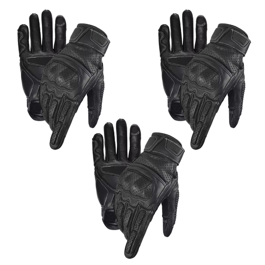 3PCs Spino Leather Motorcycle Gloves