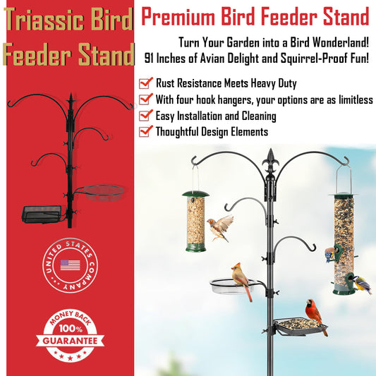 Triassic Bird Feeder Stand, 4-Hooks, 91 GG