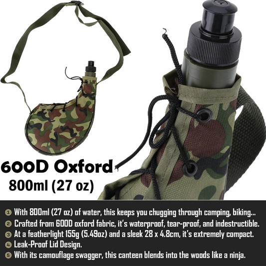 Bragi 800ml Outdoor Military Canteen Water Bottle GG