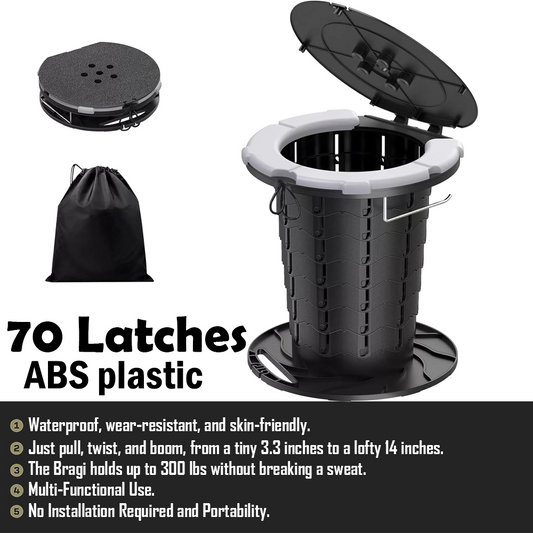 Bragi Retractable Portable Toilet with Cushion 300LBS GG