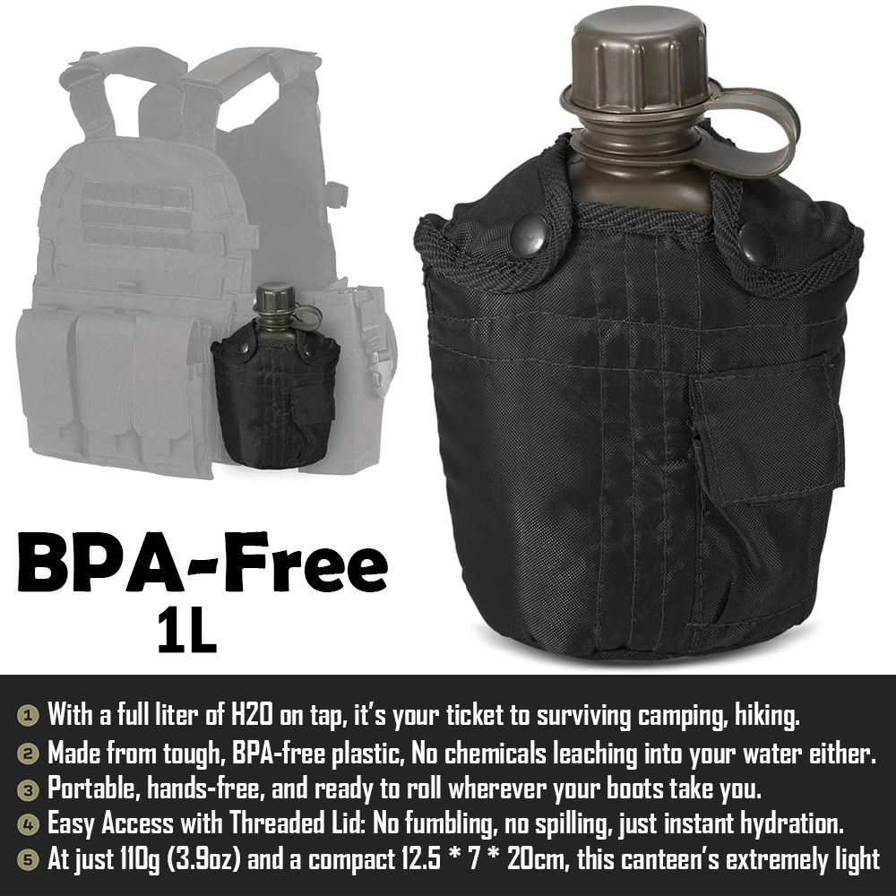 Bragi 1L Outdoor Military Canteen Bottle Camping GG