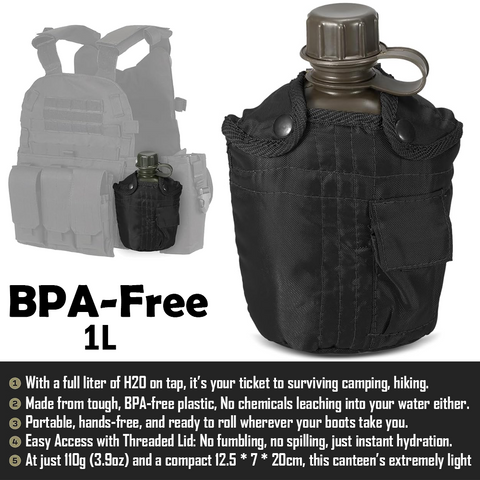 Bragi 1L Outdoor Military Canteen Bottle Camping GG