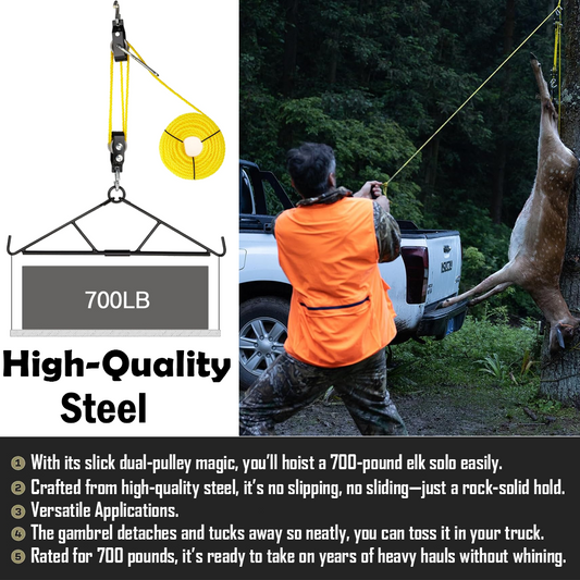 Bragi Deer Hanger, Elk Hoist Pulley Lift System with Gambrel GG