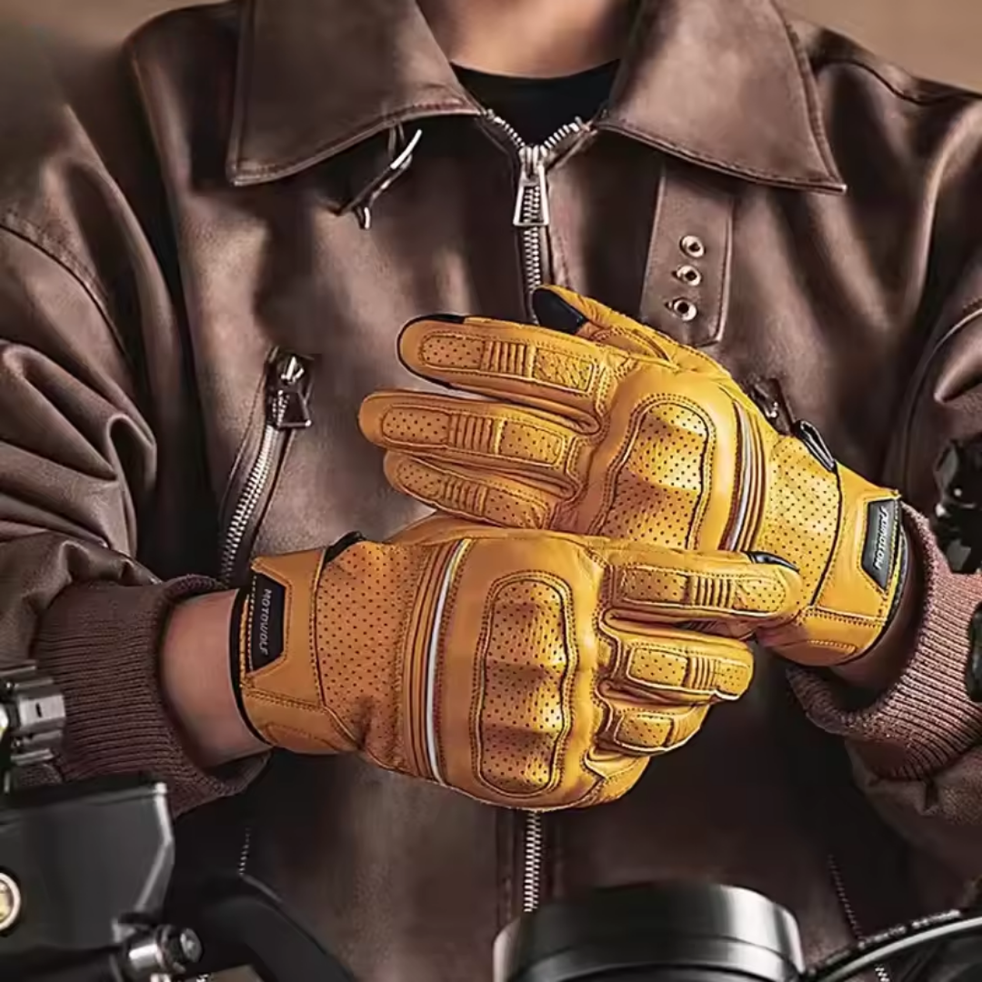 Dino Retro Perforated Leather Gloves