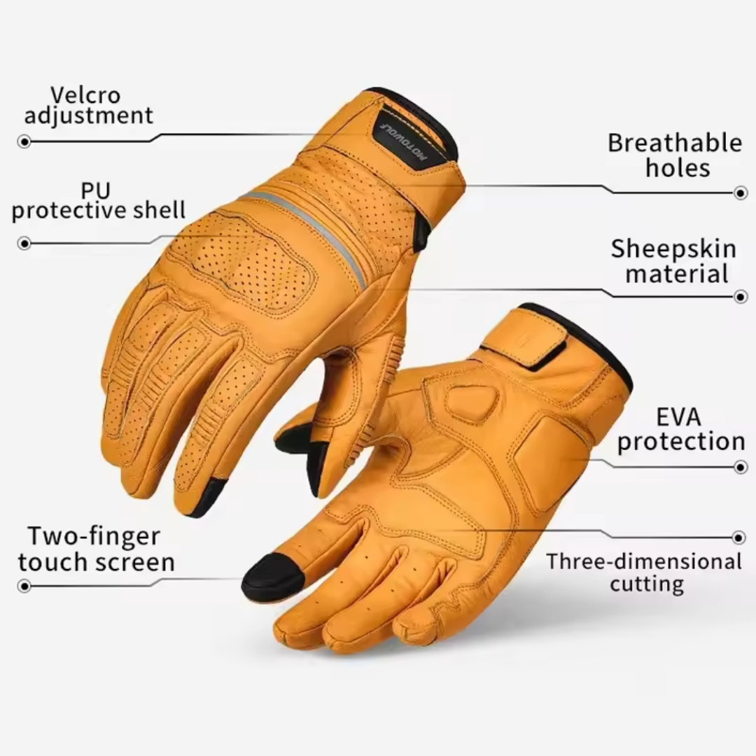 Dino Retro Perforated Leather Gloves