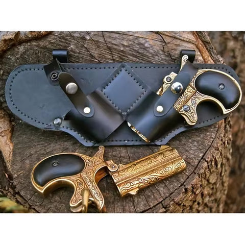 Idun Steampunk Gothic Dual Pistol Holster Leather Double GG