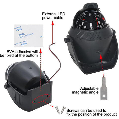 Triassic Boat Compass Dash Mount Flush GG