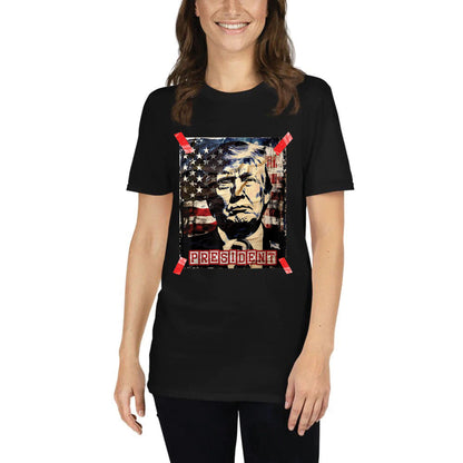 Trump President 2024 America US Flag Vintage Unisex Short-Sleeve T-Shirt