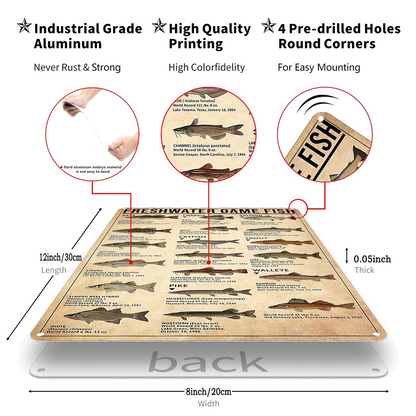 Idun Fresh Water Gamefish Knowledge Tin Sign GG