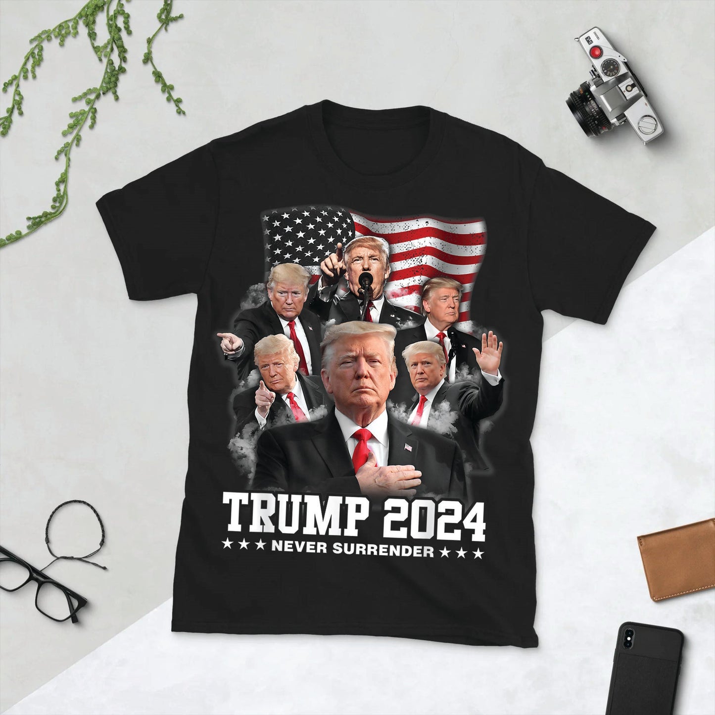 Trump 2024 NEVER SURRENDER Unisex Short-Sleeve T-Shirt