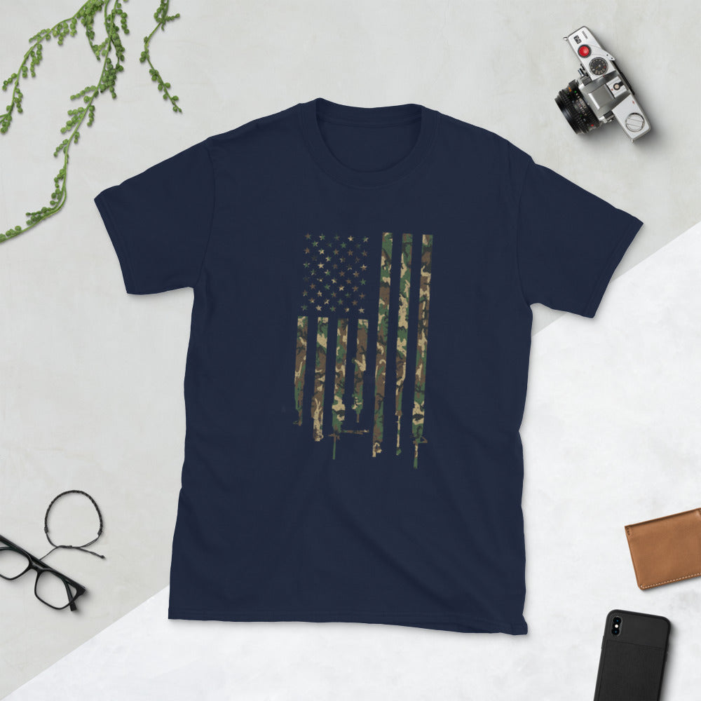 2nd Amendment Camouflage Flag Short-Sleeve Unisex T-Shirt