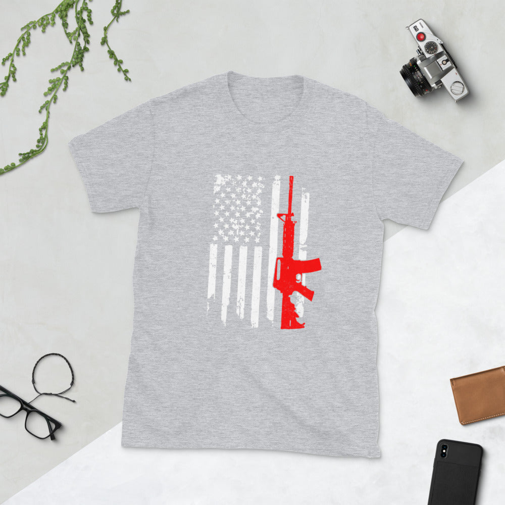 American Flag And Gun Short-Sleeve Unisex T-Shirt