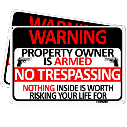 Pack 2 No Trespassing Sign Private Property Owner is Armed