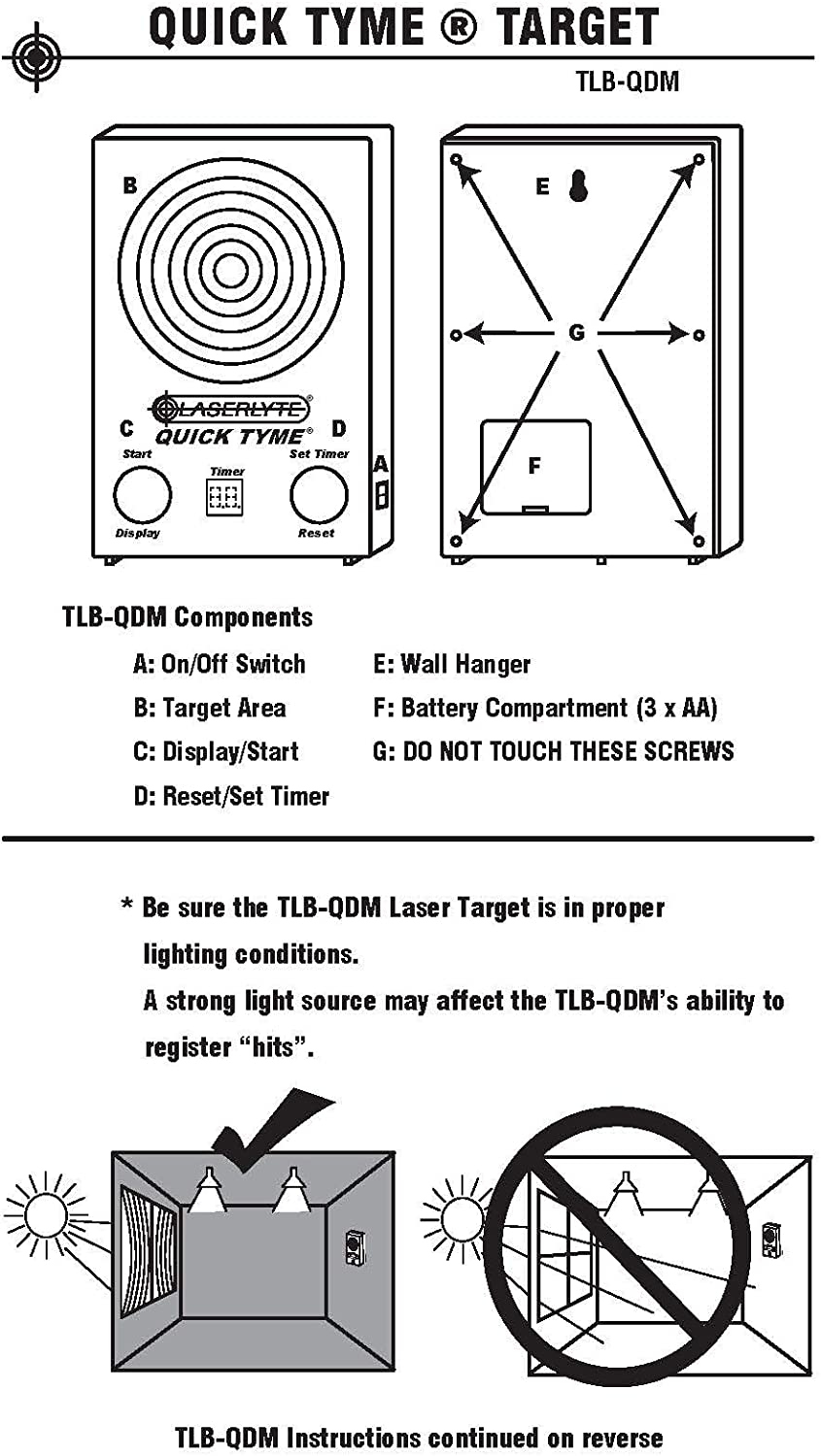 Reactive Laser Shooting and Dry Fire Practice: Quick Tyme Laser Trainer Target with Point of Impact Display