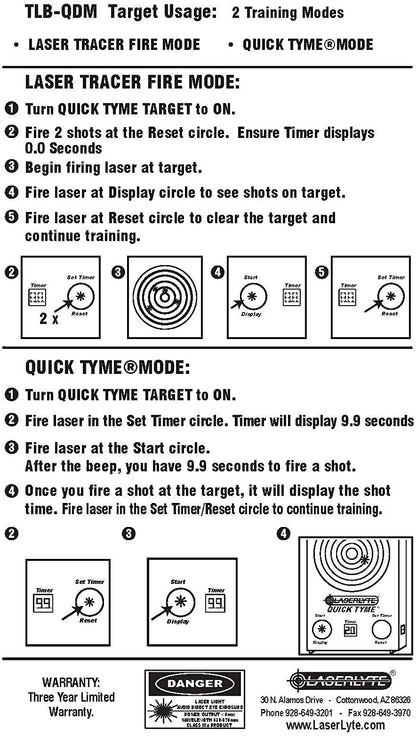 Reactive Laser Shooting and Dry Fire Practice: Quick Tyme Laser Trainer Target with Point of Impact Display