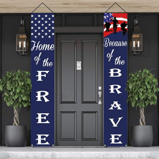 Decoration Patriotic Soldier Porch Sign Banners