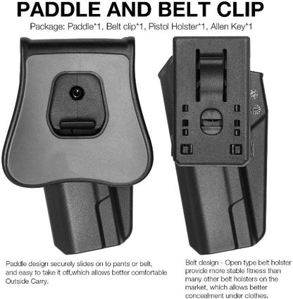 1911 Kydex Holster OWB, Colt 1911 5" Holster with Belt clip & Paddle Fits Set